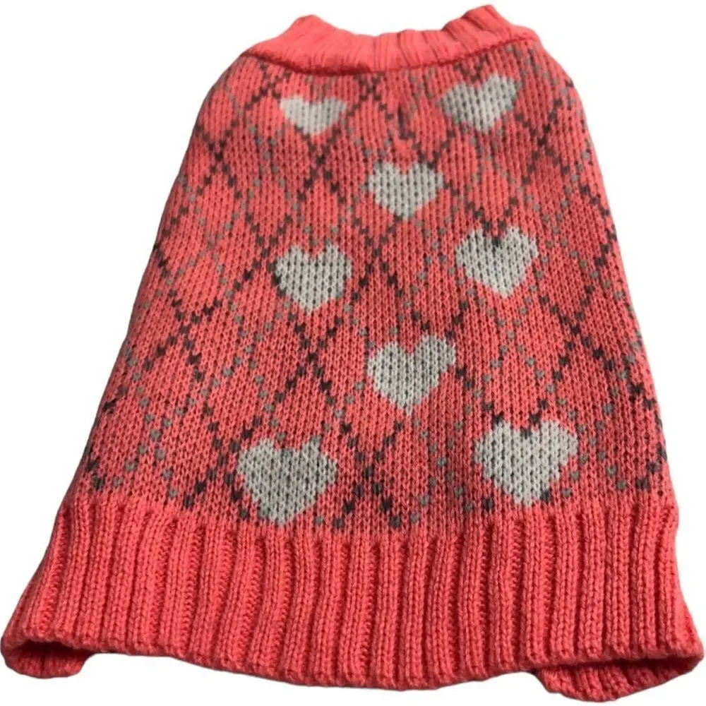 Cable Knit Hearts Print Sweater